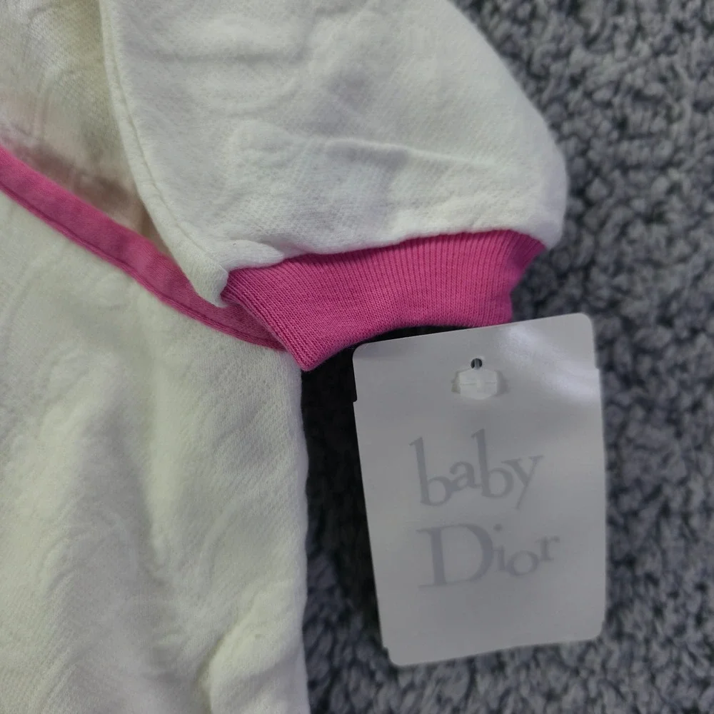 Baby Dior Vintage White Pink Floral Embroidered Romper Sleeper 6 Months 331-706